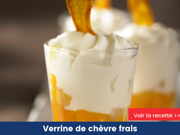 Verrine de chèvre frais, carottes confites, ananas rôti
